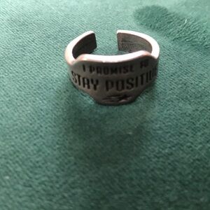 Silver Cuff “Stay Positive” Ring